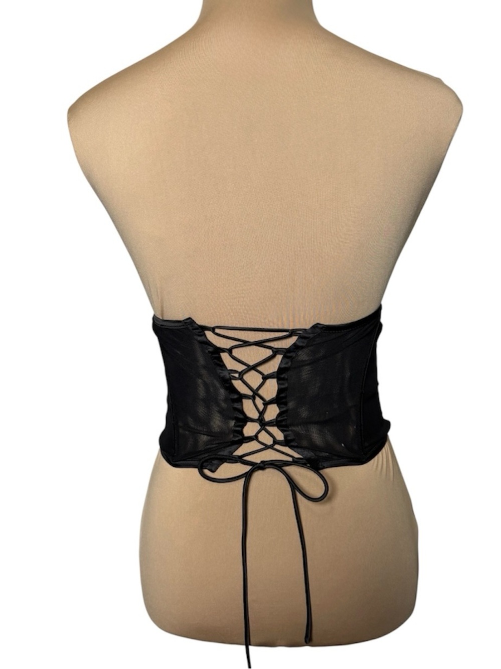 Princess Polly Black Mesh Lace-Up Waist Corset Size 4